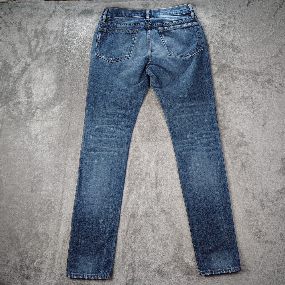 FRAME L'Homme Skinny Jeans Womens 30 Blue Ryder Distressed Paint Splatter Cotton